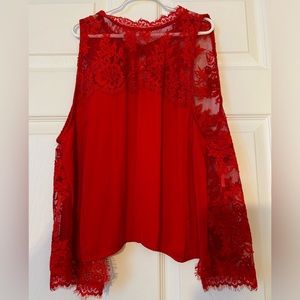 Lace red top with open back like new free people